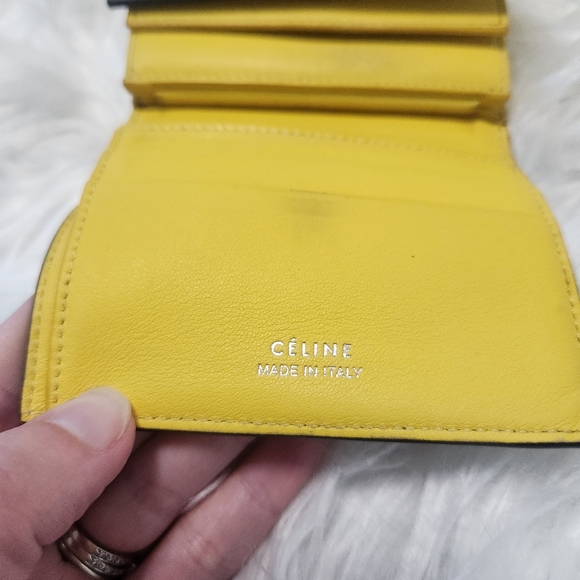 Authentic Celine Drummed Grained Calfskin Trifold Wallet Grey - Picture 6 of 15